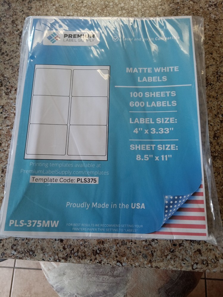 600 4″ x 3.33″ Self Adhesive Shipping Address / FBA Labels 6 per sheet * 6 up *