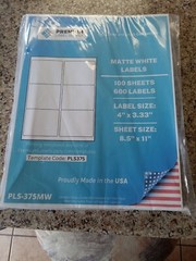 600 4″ x 3.33″ Self Adhesive Shipping Address / FBA Labels 6 per sheet * 6 up *