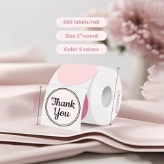 500Pcs Blush Pink 2″ Round Thermal Stickers Waterproof Printable DIY Logo Tags