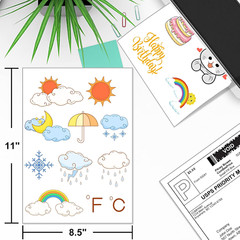 Sticker Paper, 8.5″ X 11″ Full Sheet Label Stickers for Laser Inkjet Printer, S