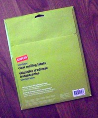 STAPLES – CLEAR MAILING ADDRESS LABELS #18088 25 SHEETS 30 PER SHEET 1 X 2 5/8