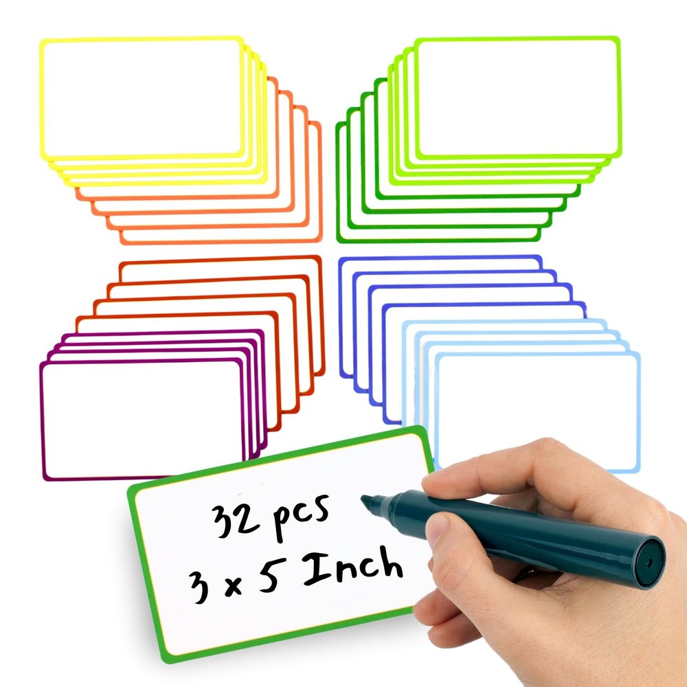 Availey 32 Pieces (3 x 5) – Colored Border Magnetic Dry Erase Labels – Reusab…