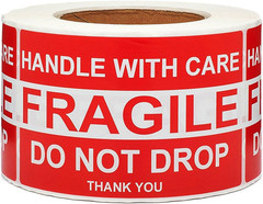 Large Fragile Stickers 4” X 6” Eye-Catching Fragile – Handle with Care – Do No