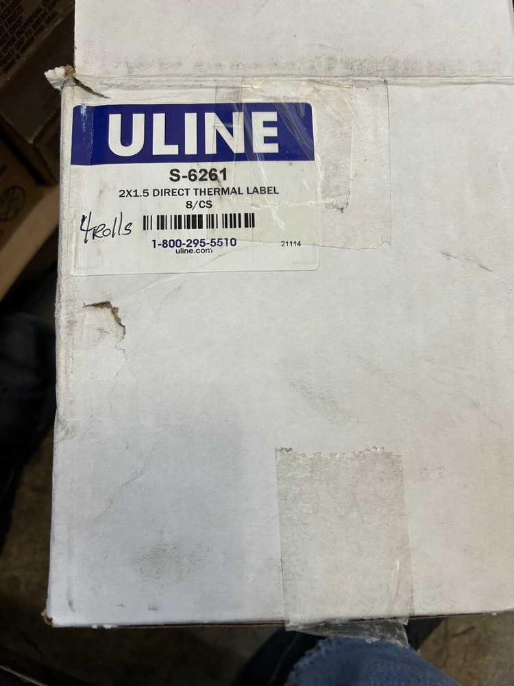 4 rolls x 3500 Direct Thermal Labels S-6261 U line 2″ x 1.5″ white adhesive 6261