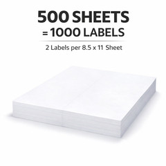 1000 Half Sheet Shipping Labels 8.5×5.5 Self Adhesive 500 Sheets Matte White