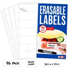 Dry Erase Stickers 96pk 1×3 & 1.5in, Reusable White Spice Jar Pantry Labels