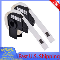 2x DK1203 Die-Cut File Folder Label 2/3″x3-7/16″For Brother,with Cartridge Frame