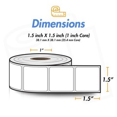 (20 Rolls, 900/Roll) 1.5” x 1.5” Direct Thermal Labels – 1” Core, Compatible …