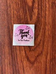 Pink 2 inch Thank You Stickers 50pc