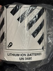 D.O.T. labels “Lithium Ion Batteries UN 3840” Uline S-15717