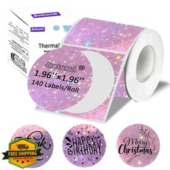 Joatuxul Holographic Starlight Pink Round Labels 2×2 Inch