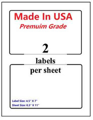 400 Premium Shipping Blank Labels-7″ X 4.5″-Made in USA-Self Adhesive-8.5 x 11