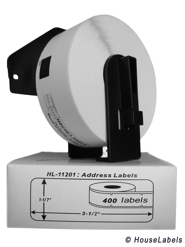 Non-OEM Fits BROTHER DK-1201 Labels – (10) Rolls of 400 + (1) REUSABLE FRAME