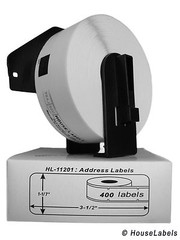 Non-OEM Fits BROTHER DK-1201 Labels – (12) Rolls of 400 + (1) REUSABLE FRAME