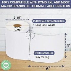 5-200 Rolls DYMO 4XL Direct Thermal 4″x6″ Shipping Labels 4×6 1744907 220/Roll