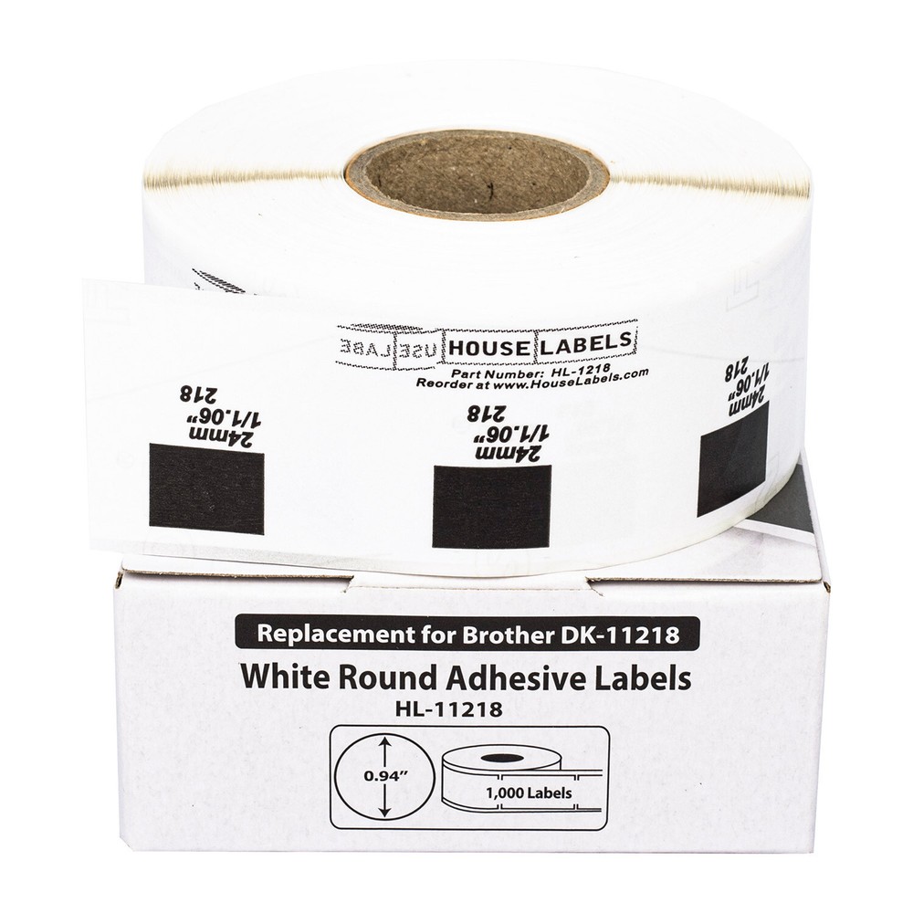 Non-OEM Fits BROTHER DK-1218 ROUND Labels – 1″ Diameter – (12) Rolls of 1000