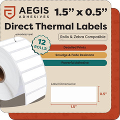 1.5″ X 0.5″ Direct Thermal Labels (28200 Count, 12 Rolls) | Barcode Stickers, Fi