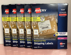 5 packs (1500 total labels) AVERY 5524 Waterproof Shipping Labels 3-1/3″x4″