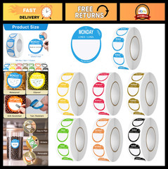 Removable Date Stickers for Food – 7000 Pcs 1″ Day Dots Labels for Kitchen & Res