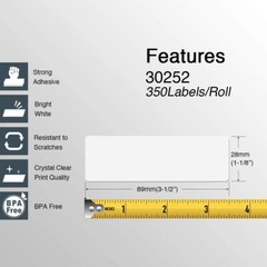 30Rolls of 350 Address Label 1-1/8″ x 3-1/2″ for Dymo 30252 LabelWriter 450 Duo