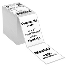 4×6 1 Stack 1000 Labels Fanfold Direct Thermal Shipping Labels Compatible wit…