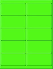 1000 Green Fluorescent Adhesive Labels for Laser & Inkjet Printers – 4×2 in