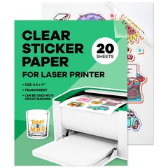 Clear Sticker Paper for Laser Printer – (20 Sheets), 8.5 x 11″ Letter Size, G…