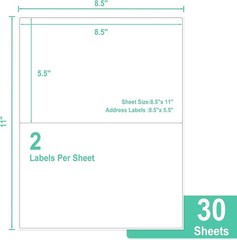 Multi-Purpose 60 Half Sheet Labels – Ideal for Shipping, Addressing & Organizing