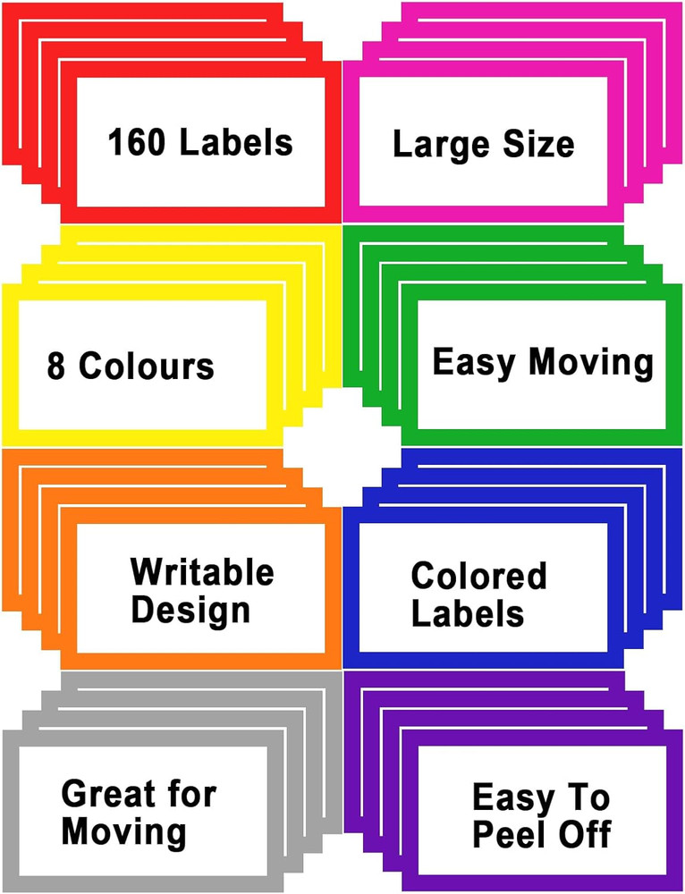 160Pc Moving Box Labels 6×4 Color Coded Writable Packing Stickers Home Organizat