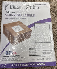 600 Address Shipping Labels 3 1/3″ x 4″ For Laser Inkjet 6-up 100 Sheets – NEW