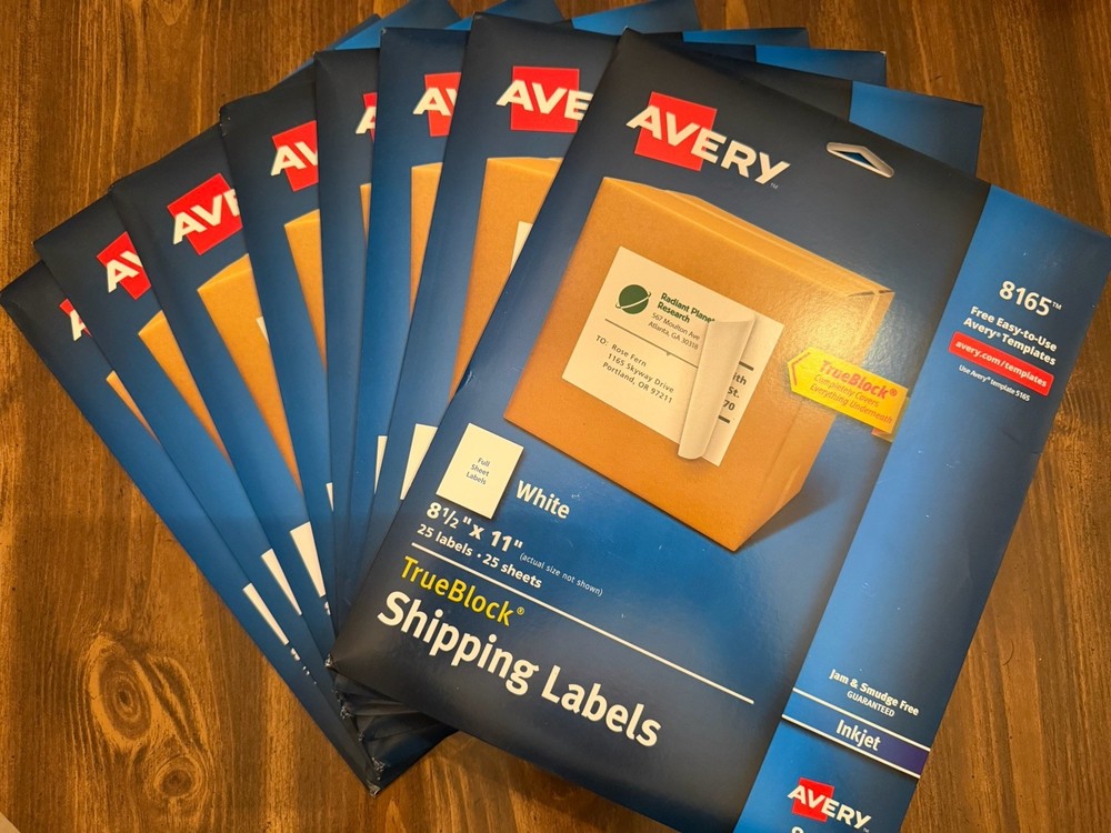 [8 Pack]200 Labels Avery 8165 Full Sheet Shipping Labels 8.5″ x 11″ White Inkjet