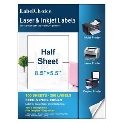 100 Half Sheet Self Adhesive Shipping Labels for Laser & Inkjet Printers 8.5″…