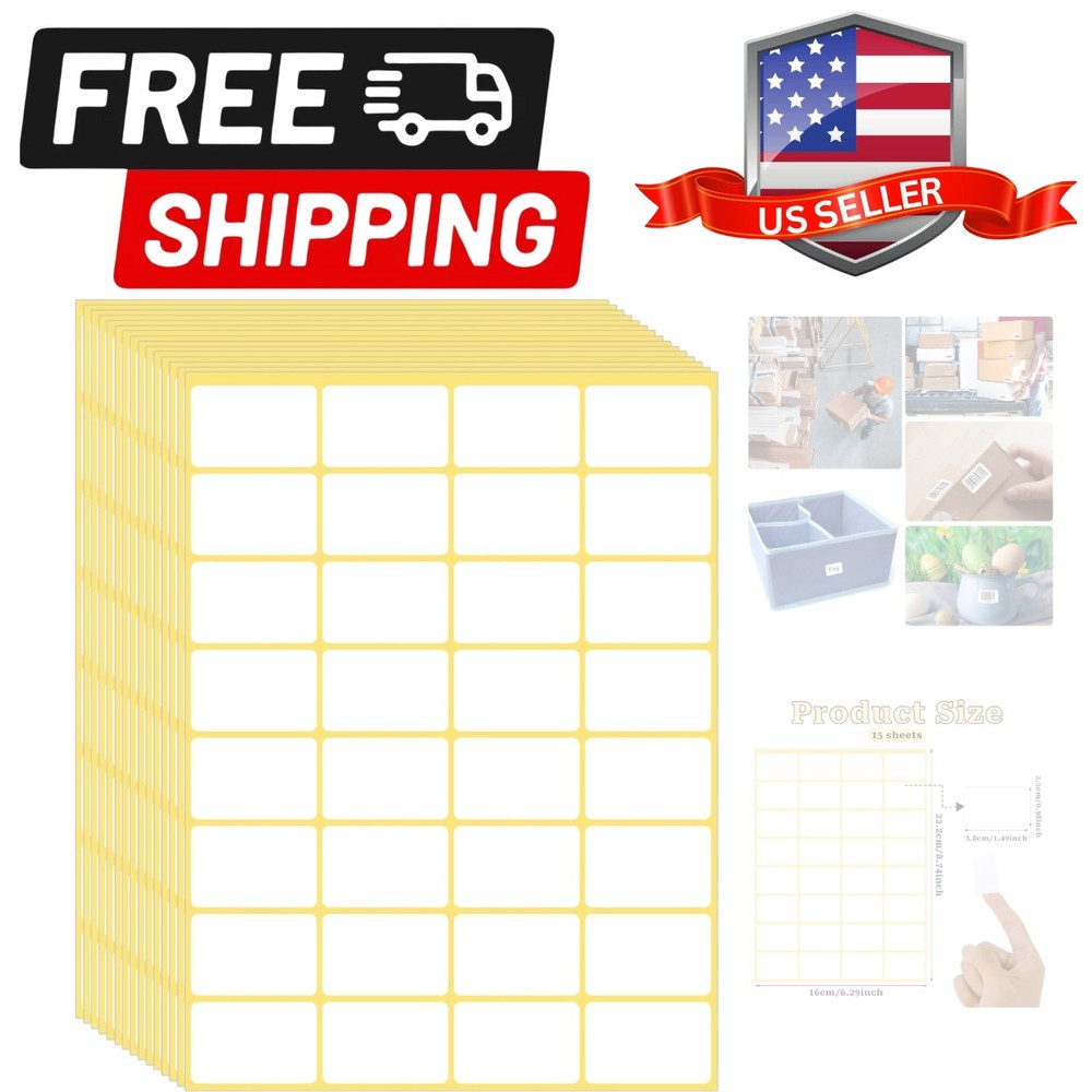 480 Pcs White Blank Labels Self Adhesive Library Book Spine Labels 1″ x 1.5″ …