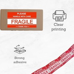 Fragile Labels 2×3 Inch 500 Count Red Warning Handle with Care Sticker for