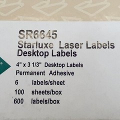STARLUXE LABELS SR6645 Shipping Label – 600-4″ x 3-1/3″, 6-Up, Laser Labels