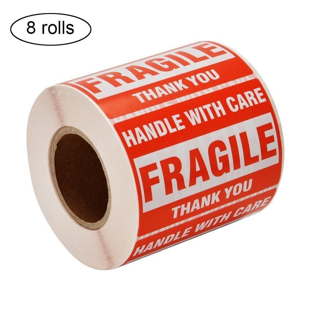 8 Rolls 500/Roll 2 x 3 FRAGILE Stickers Handle with Care Shipping Mailing Labels