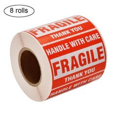 8 Rolls 500/Roll 2 x 3 FRAGILE Stickers Handle with Care Shipping Mailing Labels
