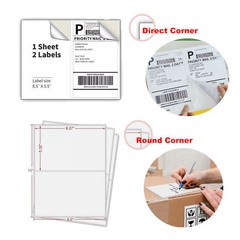 Half Sheet Self Adhesive Shipping Labels for Laser & Inkjet Printer 8.5 X 5.5