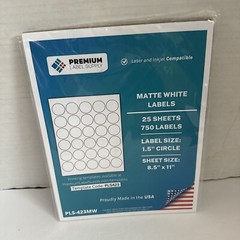 White Sticker round Labels – 1.5″ Circle – Laser/Inkjet Compatible 750 Labels