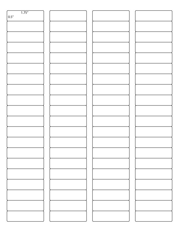 1.75″ x 0.5″-80 Up Uncoated Laser Inkjet Labels (80 per page)-Various Quantities