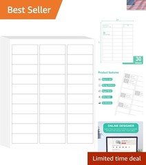 Printable Address Labels, 1″ x 2-5/8″, 900 Labels, 30 per Sheet, Mailing Labe…