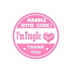 Fragile Stickers Pink Handle With Care Shipping Labels 1.5 Inch Round 500 Pcs