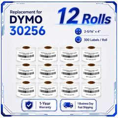 12Rolls 2-5/16″ x 4″ Large White Shipping 300 Labels 30256 For Dymo LabelWriter