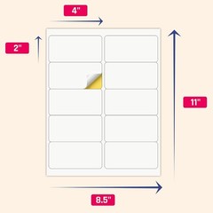 2″ x 4″ 30 Sheets, Printable White Sticker Labels, Laser/Inkjet Printing – Ma…
