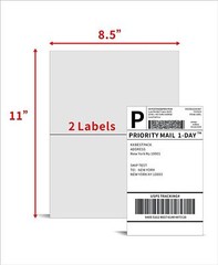 1000-4000 Premium 8.5X 5.5″ Half Sheet Self Adhesive Shipping Labels 2 Per Sheet