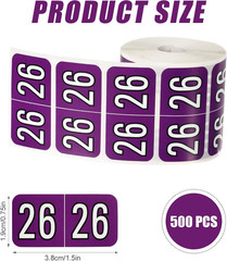 500Pcs 2026 Year Stickers, 3/4X1-1/2 Inch File Folder Labels 26 Year Colored Sel