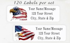 120 Personalized Return Address Labels 2/3″ x 1 3/4″ – American Flag USA Eagle