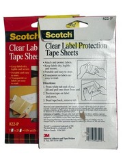 Lot 100 Scotch 822-P Clear Label Protection Tape Sheets 4 in x 6 in NEW J1