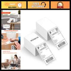 4×6 Inch Thermal Shipping Labels – 1000 Fanfold Adhesive Mailing Labels for Prin