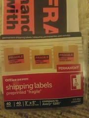 Office Depot Shipping Labels Preprinted Fragile 40 Labels 40 Sheets 3X5 Compare